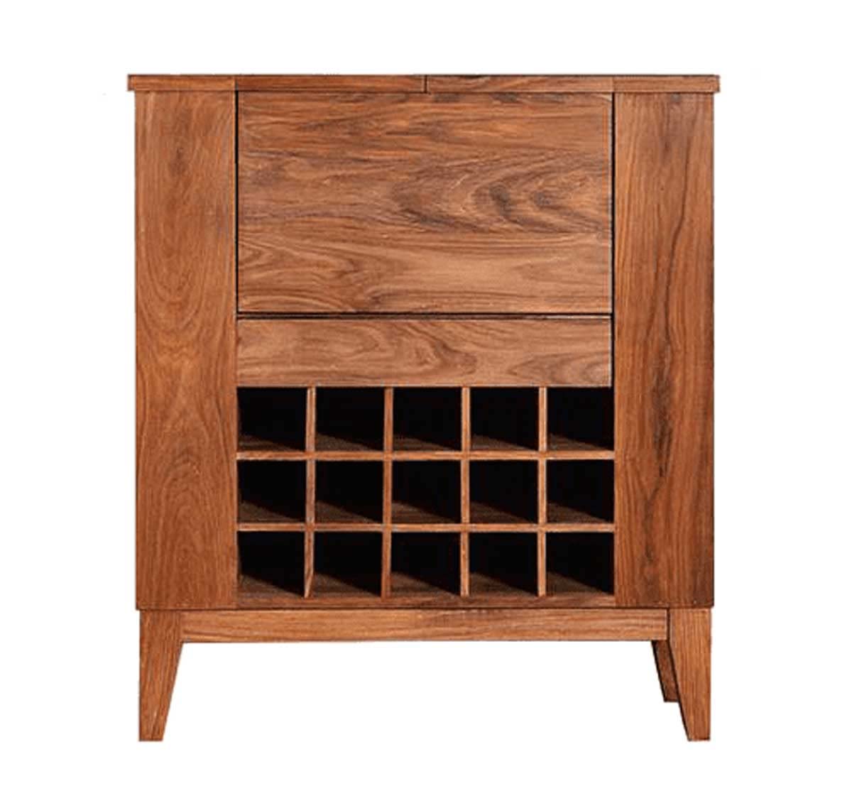 Goyal Handicraft Solid Sheesham Wooden Bar Cabinet with Storage Mini Bar Cabinet Wine Storage Rack Furniture for Living Room Home Hotel & Restaurant (Honey Finish)