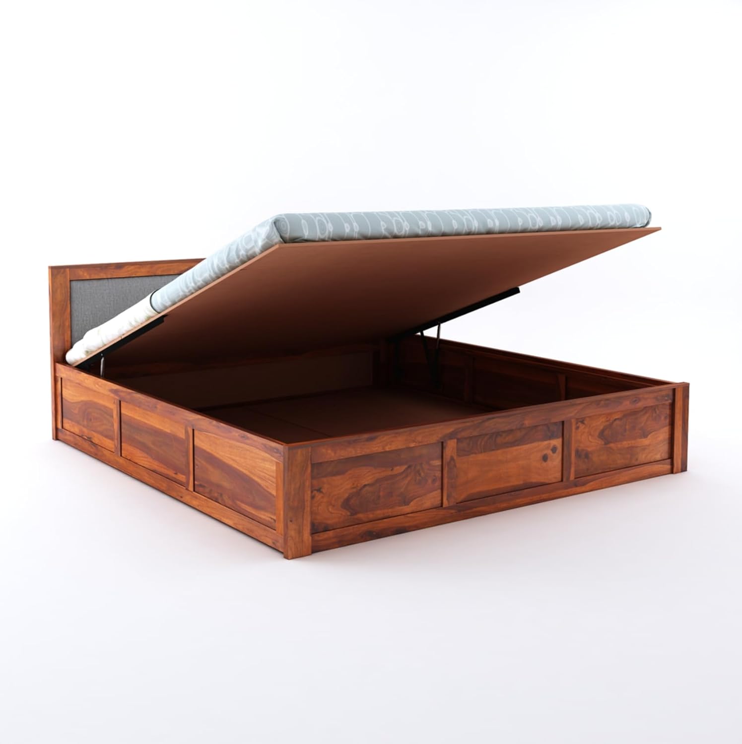 Sheesham Wood Queen Size Bed with Hydraulic Storage for Bedroom Living Room Home Hotel Furniture Wooden Double Bed Cot Palang for Guest Room