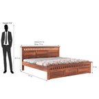 Double Bed Cot Palang With Headboard Queen Size - Honey Finish (WS)