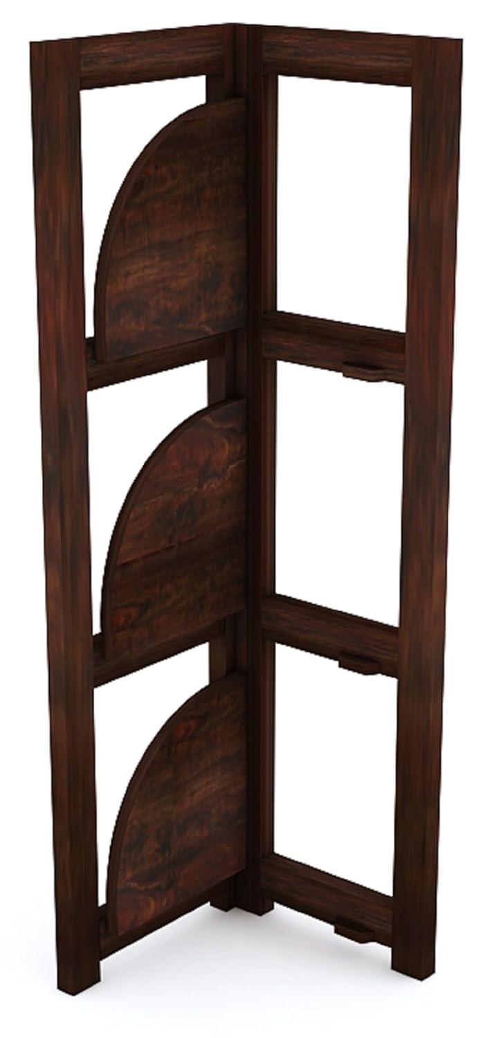 Sheesham Wood 3 Tier Corner Shelf Display Rack Shelves Storage Organizer Ladder Bookshelf for Living Room Bedroom Home Office
