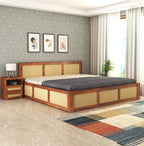 Sheesham Wood King Size Bed with Box Storage for Bedroom Home Living Room Hotel Wooden Double Bed Cot Palang Furniture