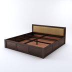 Sheesham Wood King Size Bed with Box Storage for Bedroom Living Room Home Hotel Wooden Double Bed Cot Palang with Cushion Headboard Furniture