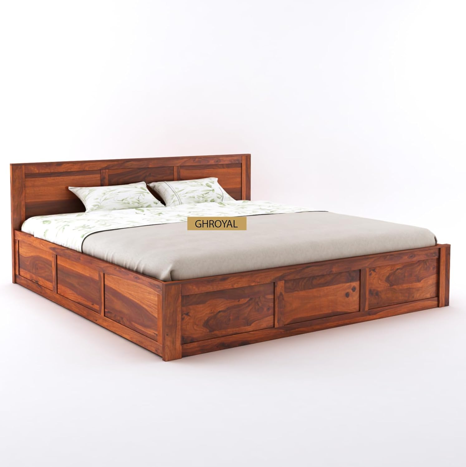 Sheesham Wood King Size Bed With Hydraulic Storage