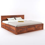 Sheesham Wood King Size Bed with Box Storage for Bedroom Furniture Wooden Palang for Living Room Furniture