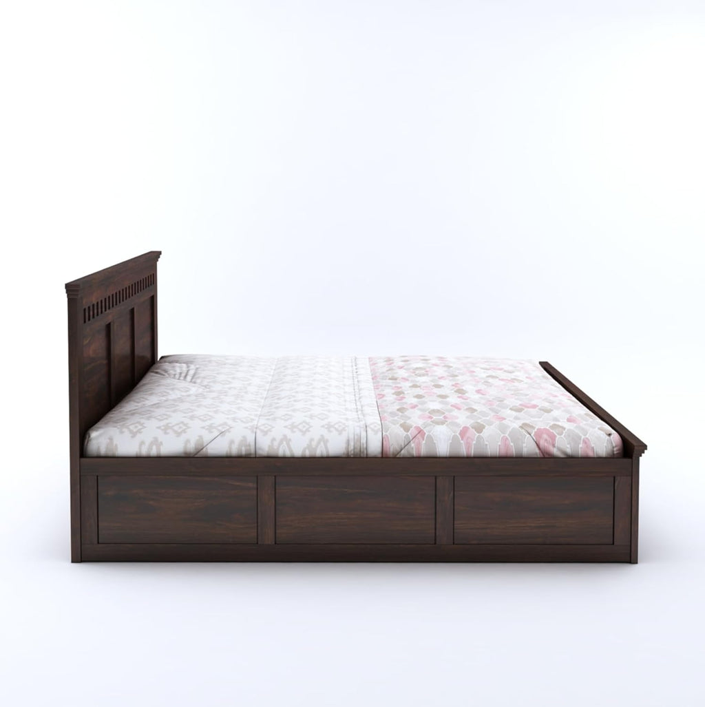 Wood Crafter King Size Bed With Box Storage - Walnut Finish