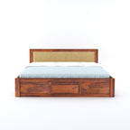 Sheesham Wood Queen Size Bed with Box Storage for Bedroom Living Room Home Hotel Wooden Double Bed Cot Palang Furniture