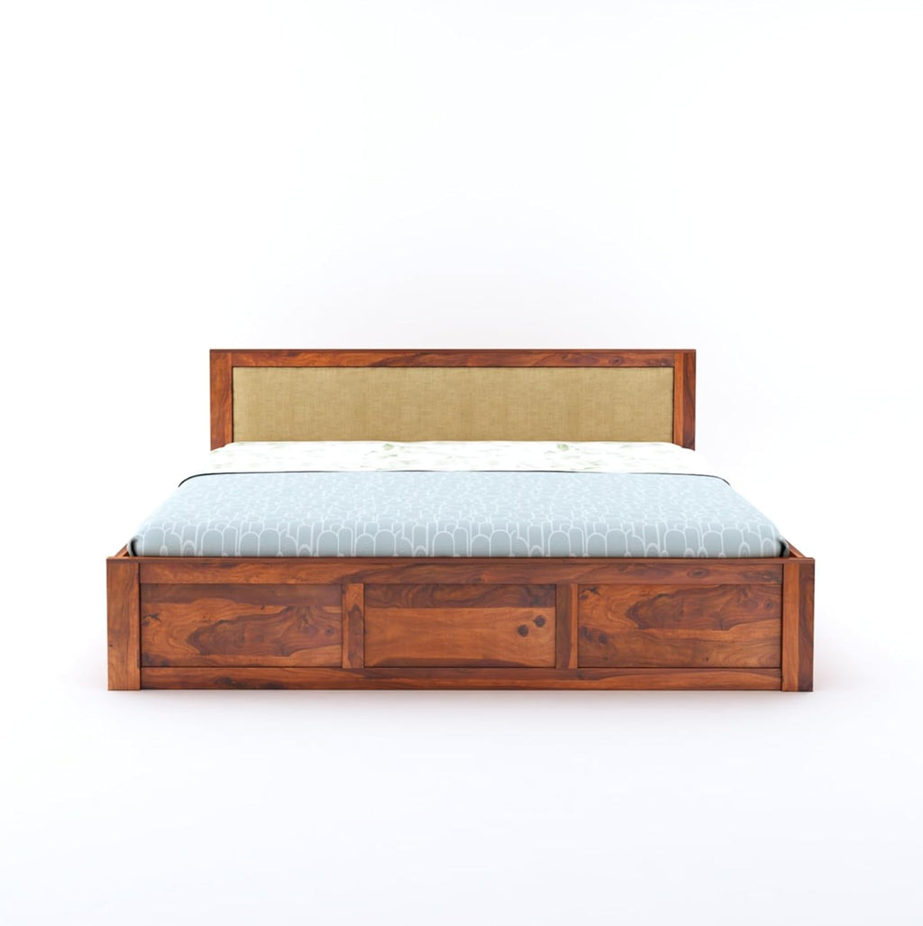 Sheesham Wood King Size Bed with Box Storage for Bedroom Living Room Home Hotel Wooden Double Bed Cot Palang Furniture
