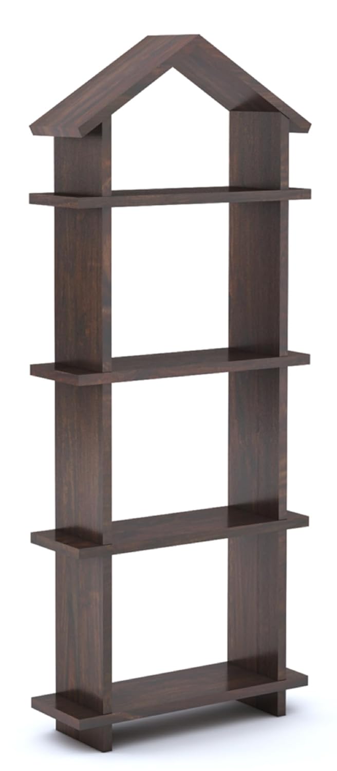 GHROYAL Sheesham Wood Hut Shape Wall Shelves Wall Mounted Display Rack Storage Organizer Corner Hanging Shelf for Living Room Bedroom Home Office D�cor
