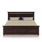 King Size Without Storage Double Bed Cot Palang - Walnut Finish