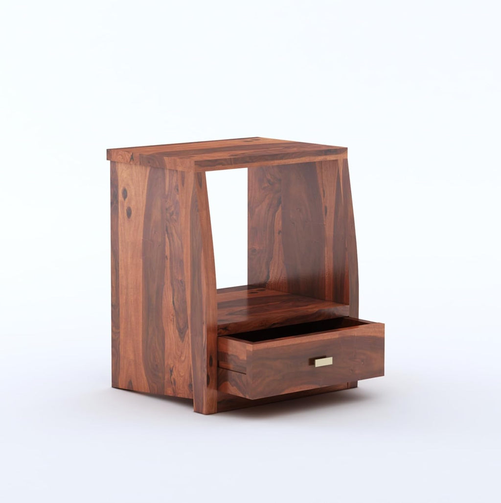 Sheesham Wood Bedside Table with Cabinet Storage Night Stand Sofa Side Table End Table Furniture for Living Room Home Office