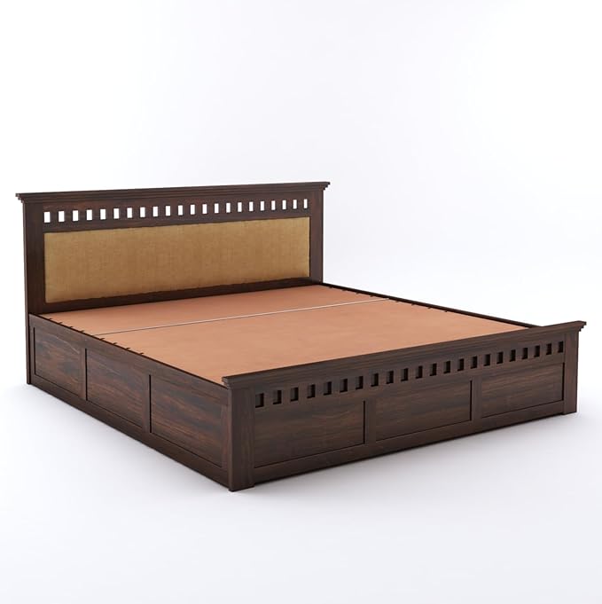 Sheesham Wood Queen Size Bed with Box Storage | 1 Year Warranty | Wooden Double Bed Cot Palang Furniture for Bedroom Living Room Home Hotel