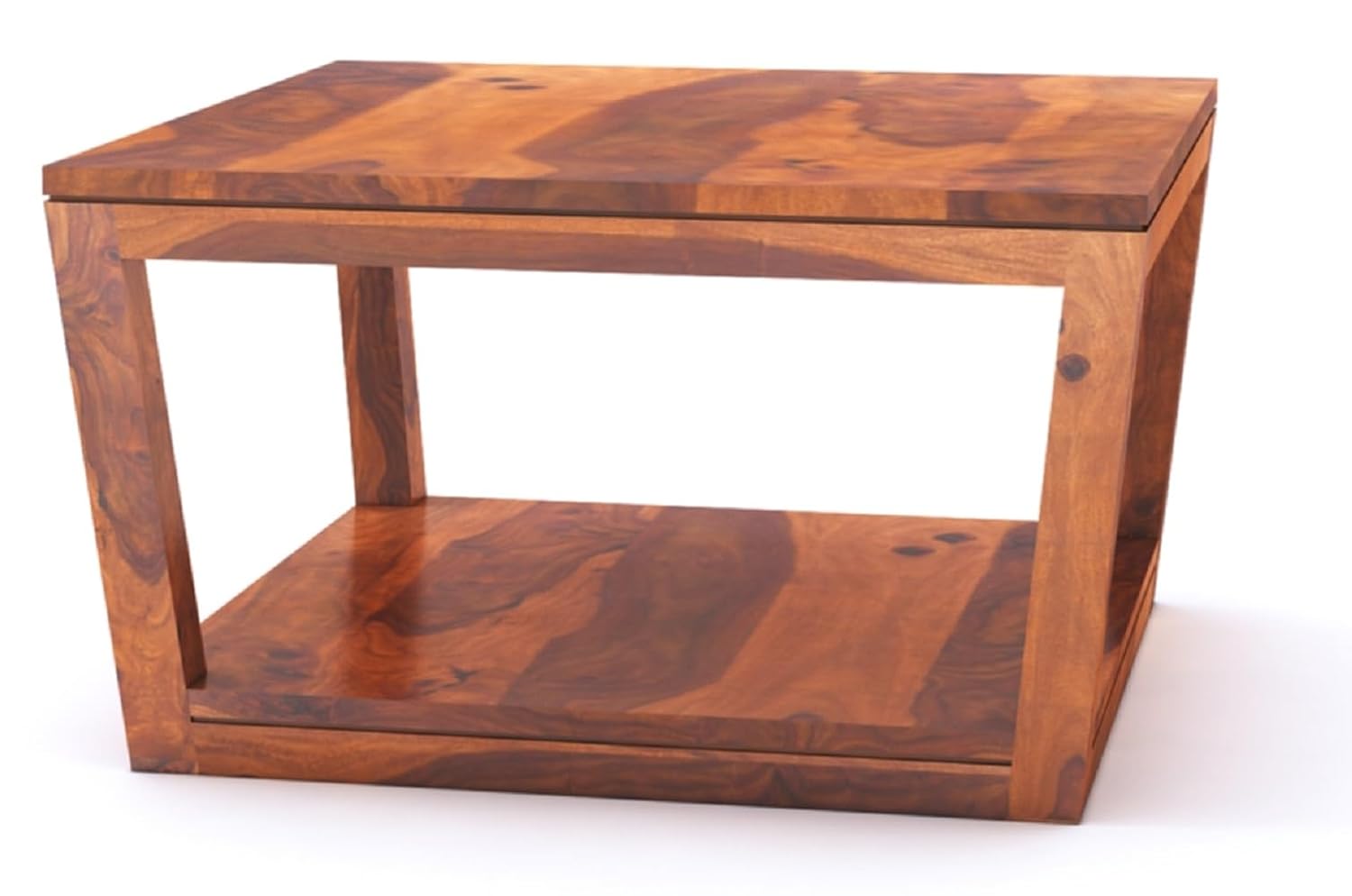 Sheesham Wood Coffee Table with Open Shelf Storage Wooden Tea Tables Solid Wood Center Table Furniture for Bedroom Living Room Home Office