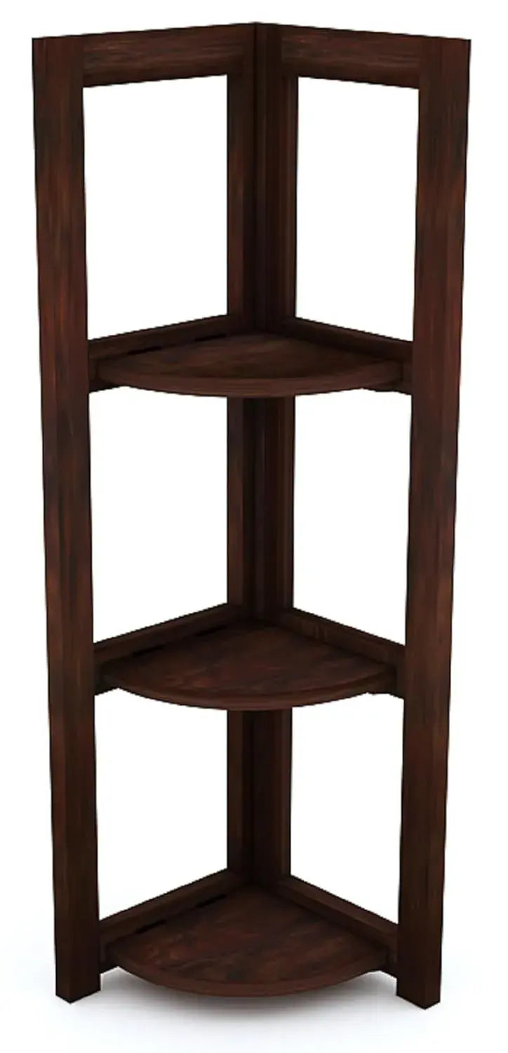 3 Tier Corner Shelf & Bookshelf - Walnut Finish