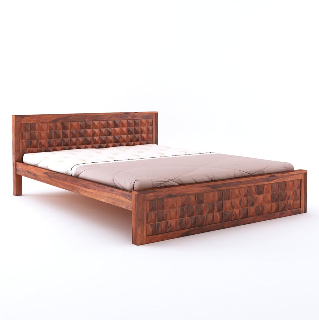 Sheesham Wood Queen Size Bed with Box Storage and Headboard | Durable Wooden Double Bed Cot Palang Furniture for Bedroom, Living Room, Guest Room, Hotel and Home