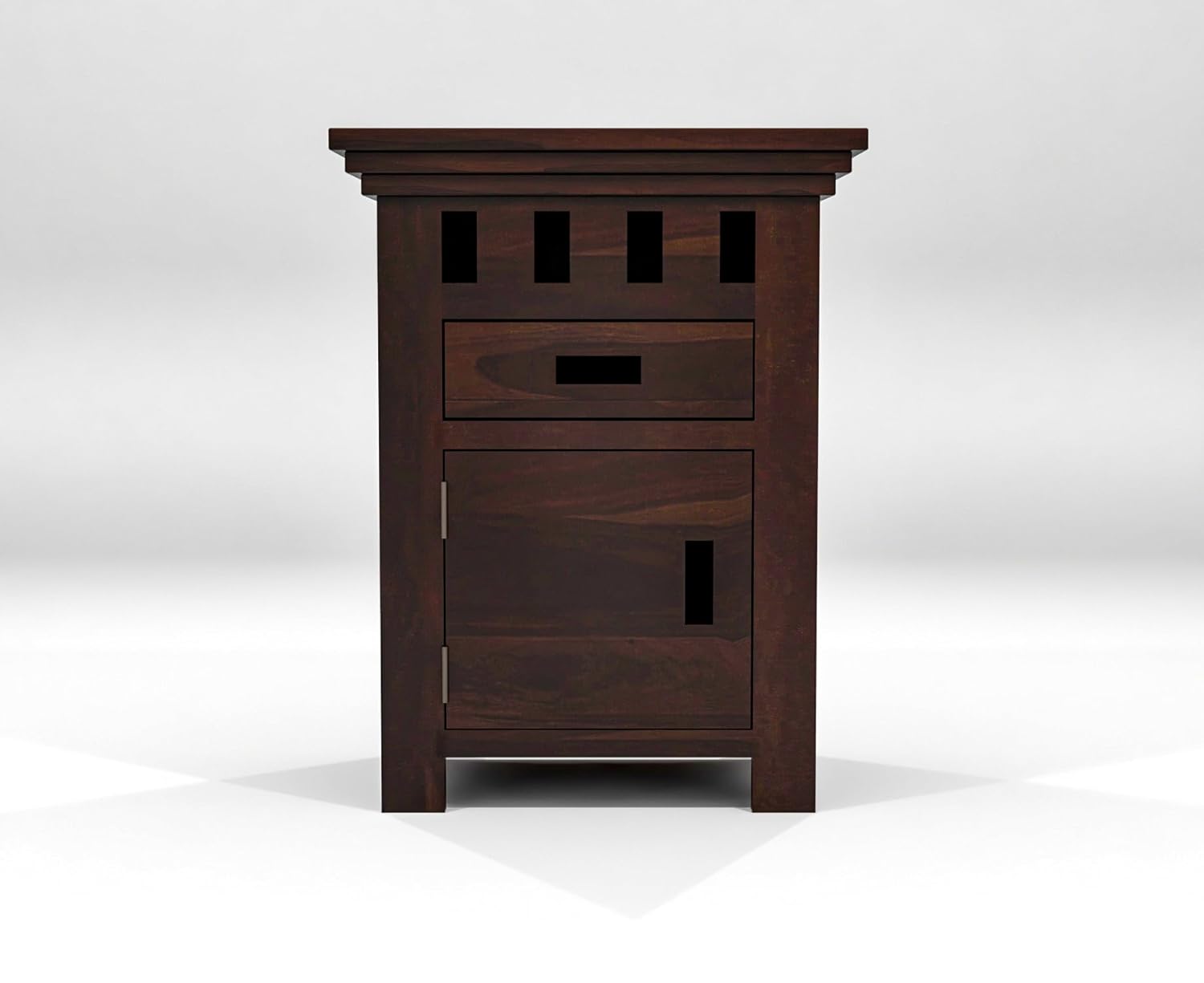 Sheesham Wood Bedside Table with One Drawer and Cabinet Storage for Bedroom, Living Room, Office Nightstand Sofa Side Table End Table Furniture