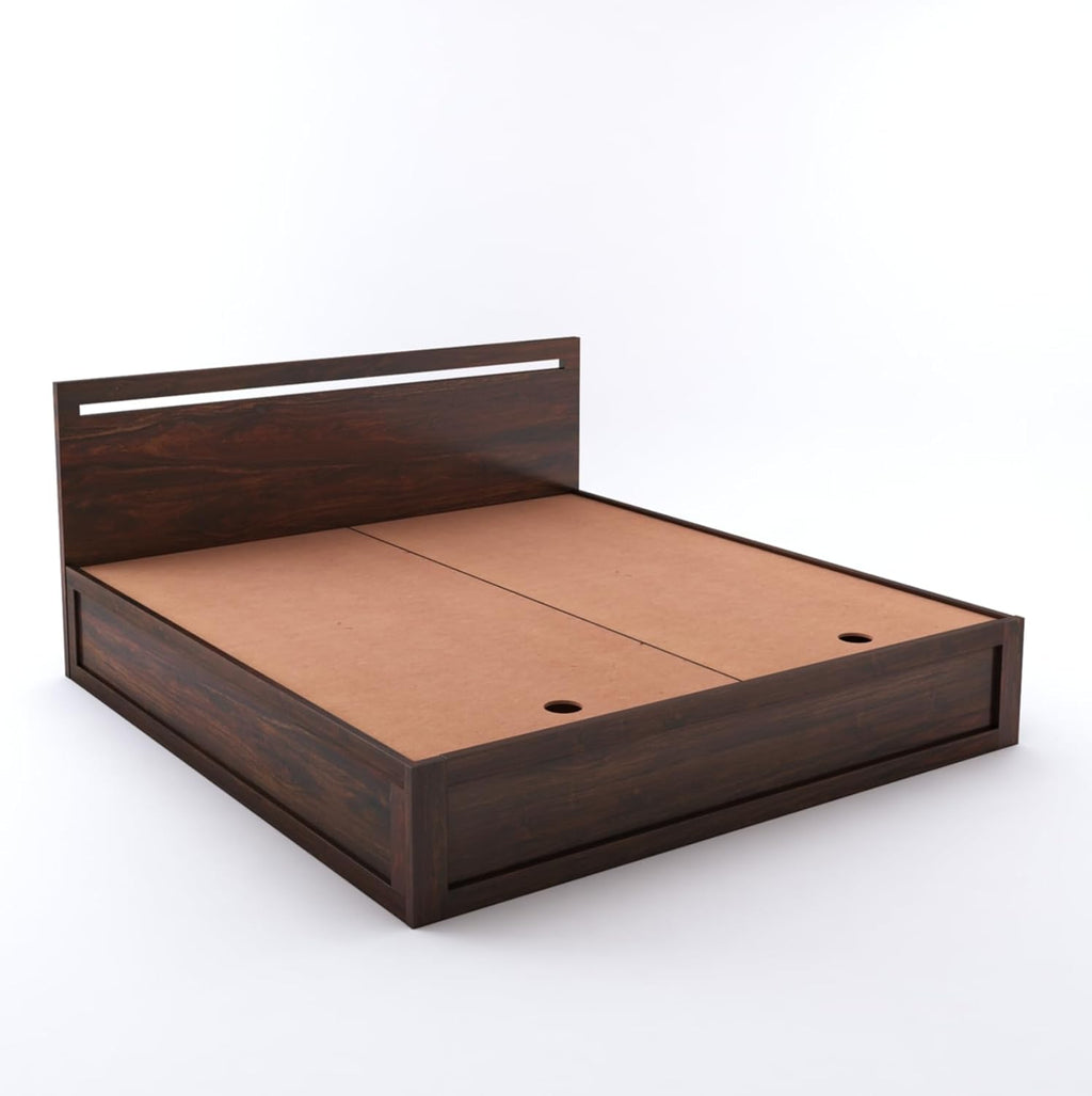Wood Headboard Panel Queen Size Bed | Walnut Finish