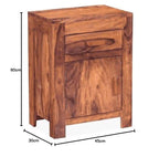 Sheesham Wood Bedside Table with Cabinet Storage Night Stand Sofa Side Table End Table Furniture for Living Room Home Office