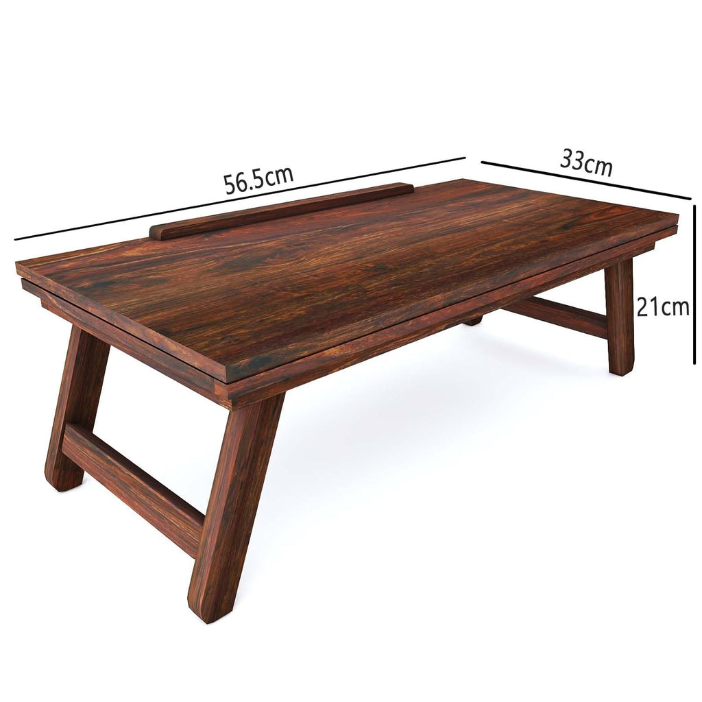 Sheesham Wood Rectangle Laptop Desk and Study Table | Solid Wooden Adjustable and Foldable Design Table for Home and Office