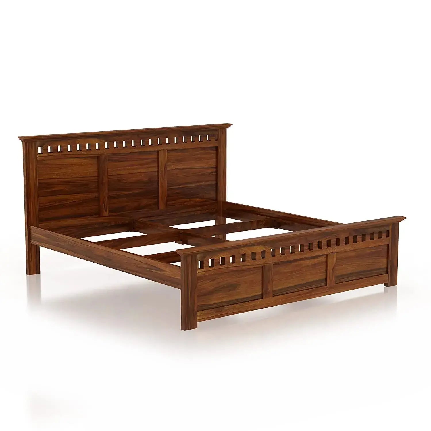 King Size Without Storage Double Bed Cot Palang - Honey Finish