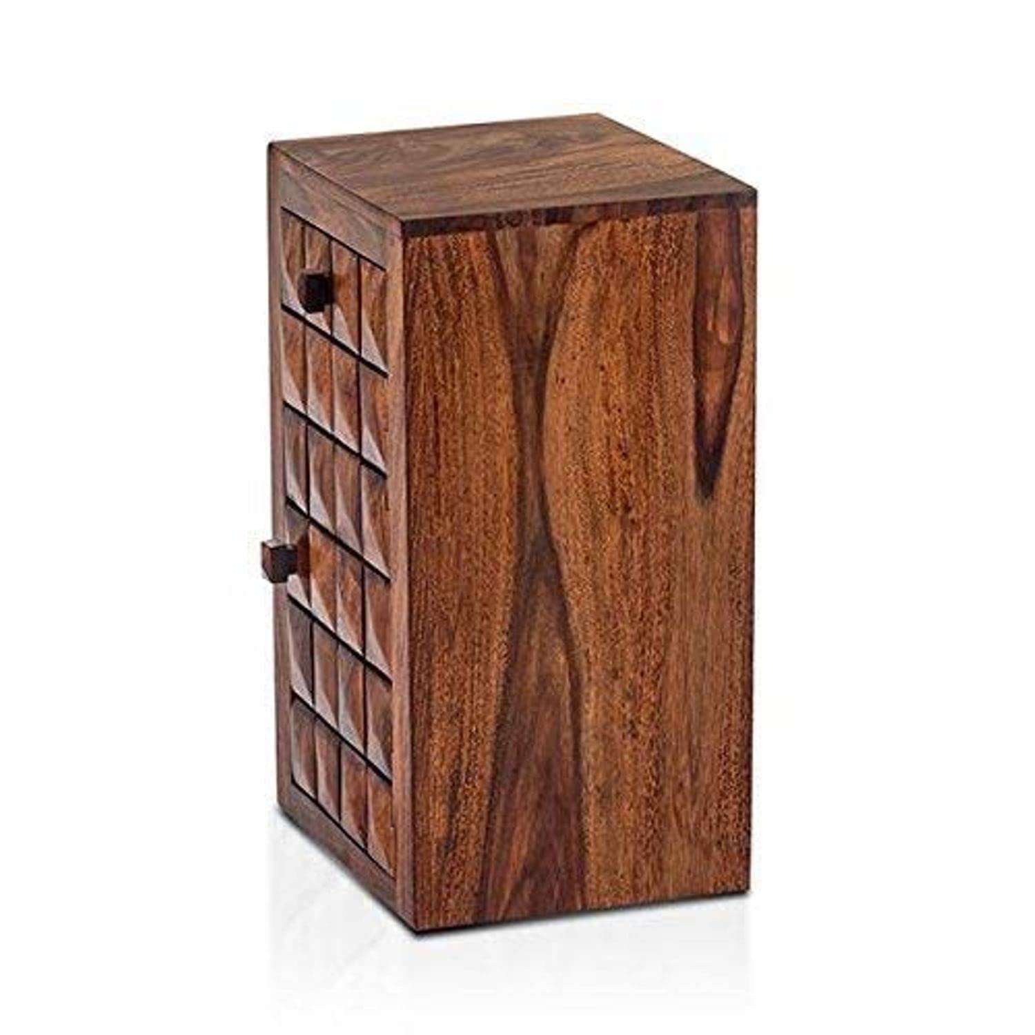 Goyal Handicraft Sheesham Wood Bedside Table with One Drawer and Cabinet Storage for Bedroom, Living Room, Home Office Furniture Nightstand | Sofa Side Table | End Table (Honey Finish)