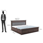 Queen Size Box Storage Double Bed Cot Palang - Grey & Walnut