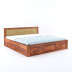 Sheesham Wood Queen Size Bed with Box Storage for Bedroom Living Room Home Hotel Wooden Double Bed Cot Palang Furniture