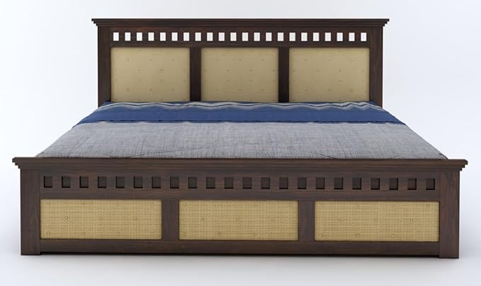 Goyal Handicraft Sheesham Wood King Size Kuber Bed with Hydraulic Storage for Bedroom Living Room Home Hotel Furniture Wooden Double Bed Cot Palang for Guest Room (Walnut Finish)