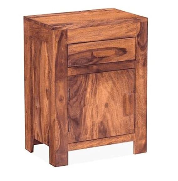 Goyal Handicraft Sheesham Wood Bedside Table with 1 Drawer and Cabinet Storage for Bedroom Living Room Home Office Hotel Furniture End Table|Nightstand|Sofa Side Table (Honey Finish)