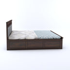 Queen Size Box Storage Double Bed Cot Palang - Grey & Walnut