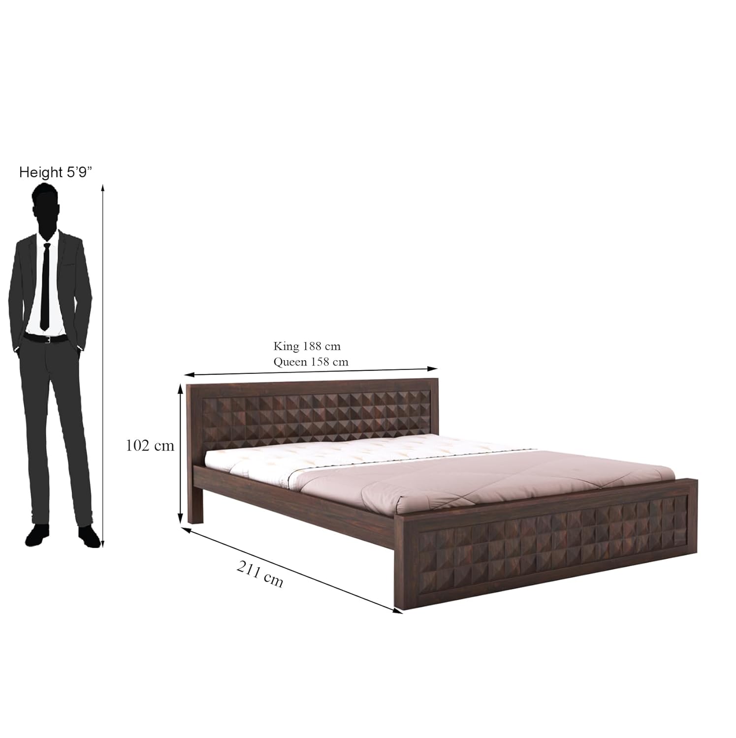 Sheesham Wood Queen Size Bed with Box Storage and Headboard | Durable Wooden Double Bed Cot Palang Furniture for Bedroom, Living Room, Guest Room, Hotel and Home