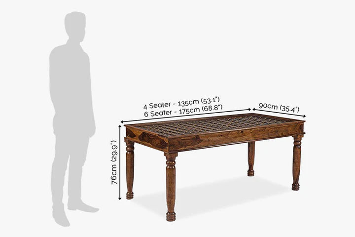 Solid Wood Brass Dining Table C - Stone Finish