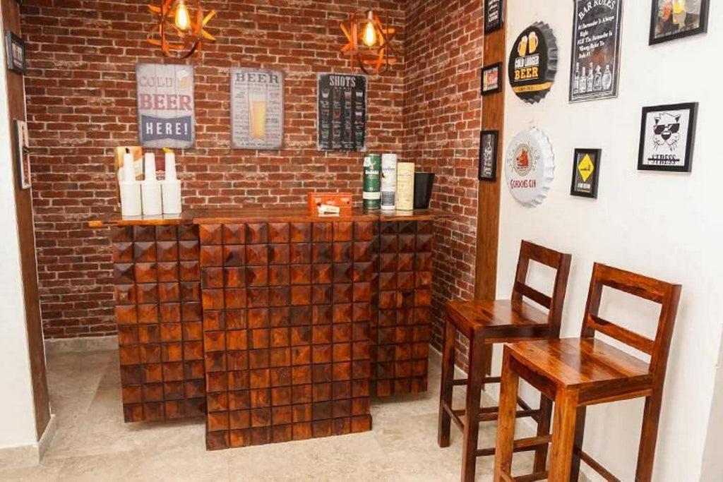 Sheesham Wooden Bar Cabinet with Storage Mini Bar Cabinet Wine Storage Rack Furniture for Living Room Home Hotel & Restaurant