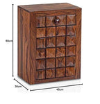 Sheesham Wood Bedside Table with 2 Drawers Storage Furniture Wooden Sofa Side Table Night Stand End Table for Bedroom Living Room Home Office