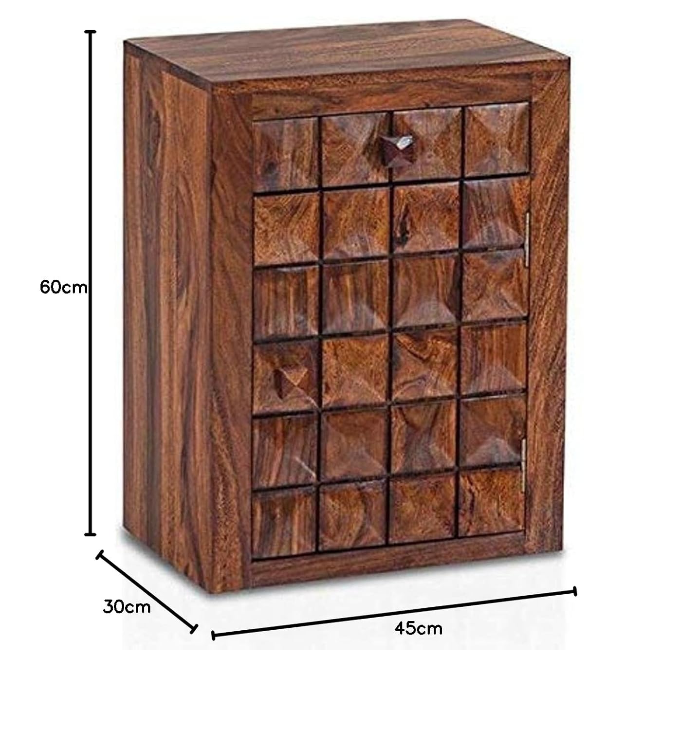 Sheesham Wood Bedside Table with 2 Drawers Storage Furniture Wooden Sofa Side Table Night Stand End Table for Bedroom Living Room Home Office