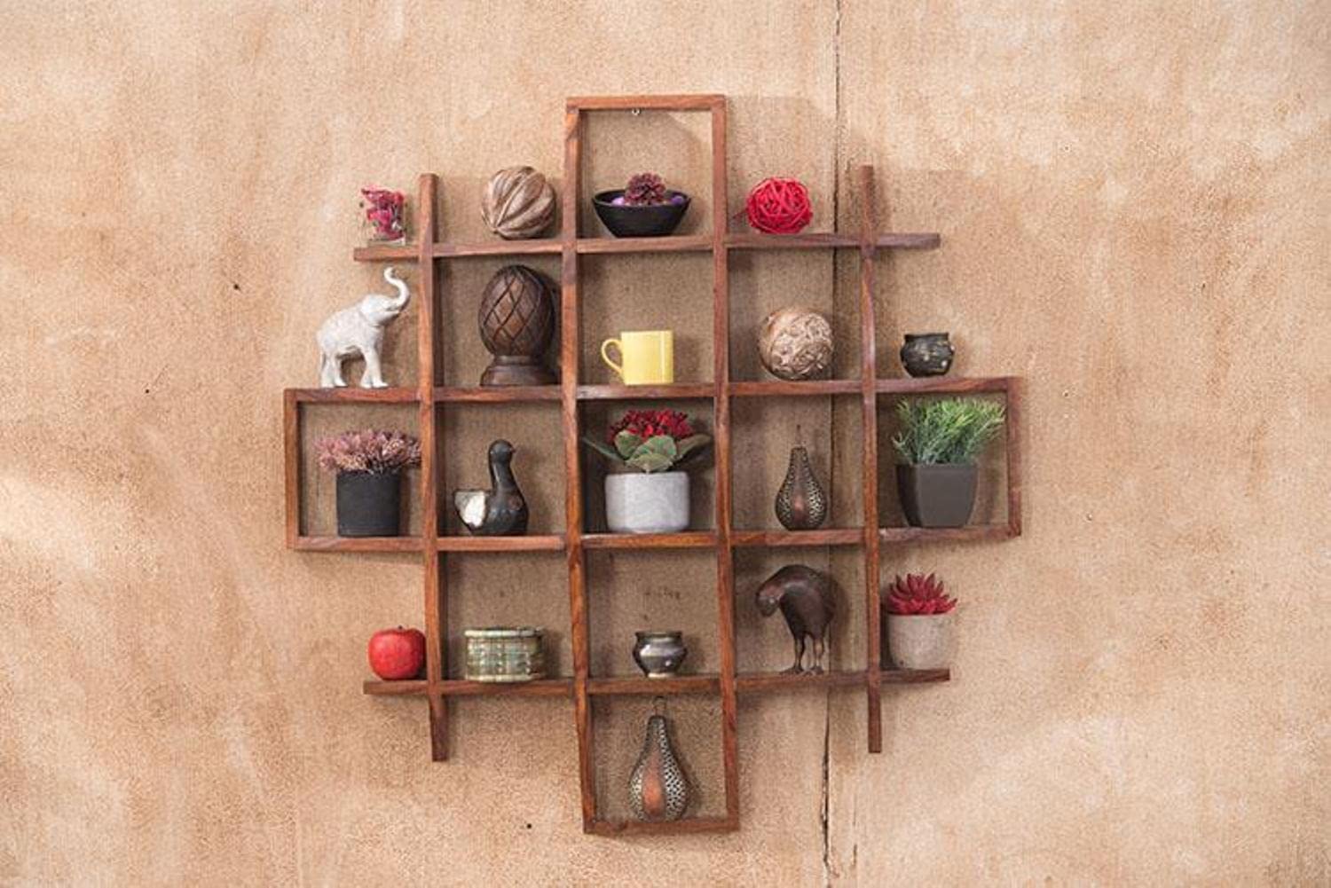 Wood Wall Bookshelf | Honey Finish