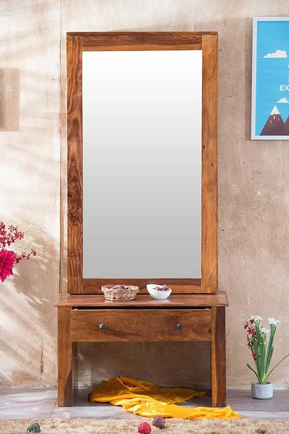 Dressing Table With Mirror - Bronze With Drawer