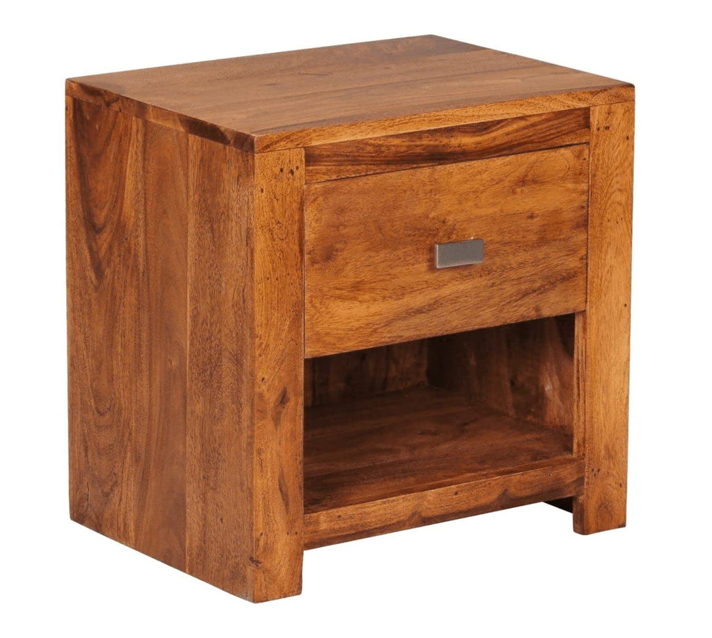 Sheesham Wood Bedside Table with Cabinet Storage Night Stand Sofa Side Table End Table Furniture for Living Room Home Office