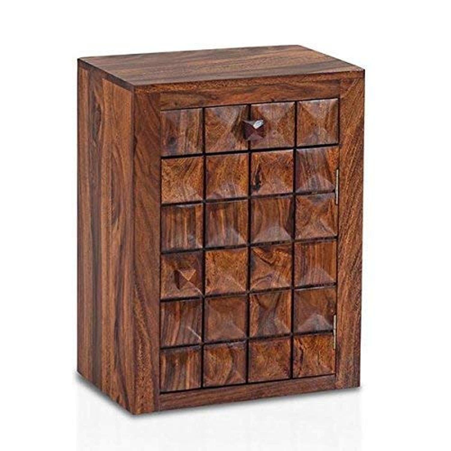 Goyal Handicraft Sheesham Wood Bedside Table with One Drawer and Cabinet Storage for Bedroom, Living Room, Home Office Furniture Nightstand | Sofa Side Table | End Table (Honey Finish)