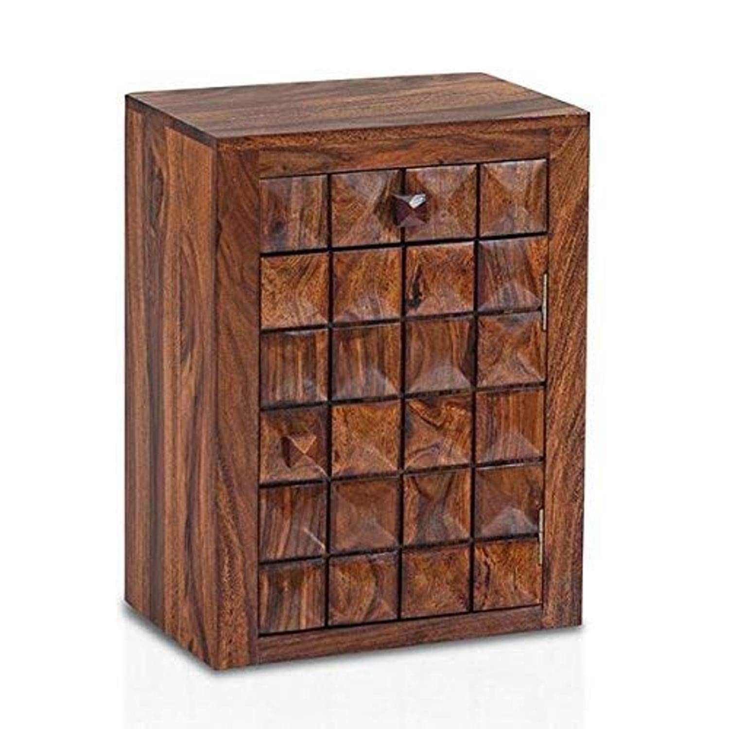 Sheesham Wood Bedside Table with One Drawer and Cabinet Storage for Bedroom, Living Room, Home Office Furniture Nightstand | Sofa Side Table | End Table