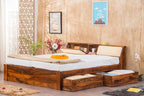 Sheesham Wood King Size Bed with Drawer Storage for Bedroom Living Room Hotel Home Furniture Wooden Double Bed Cot Palang