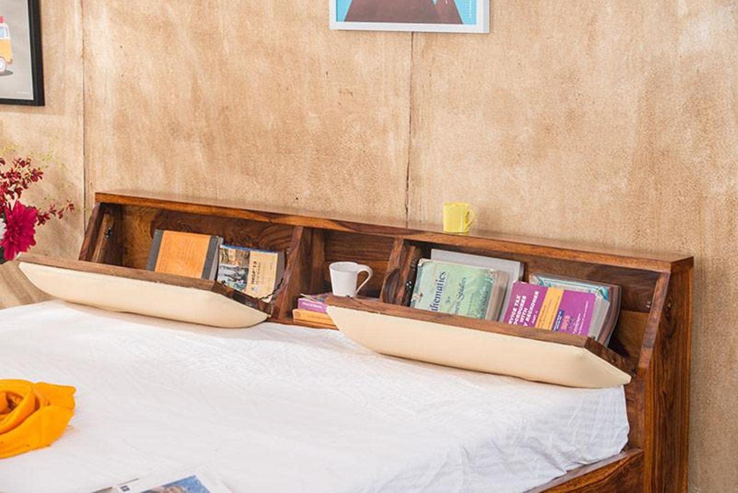 Sheesham Wood King Size Bed with Drawer Storage for Bedroom Living Room Hotel Home Furniture Wooden Double Bed Cot Palang