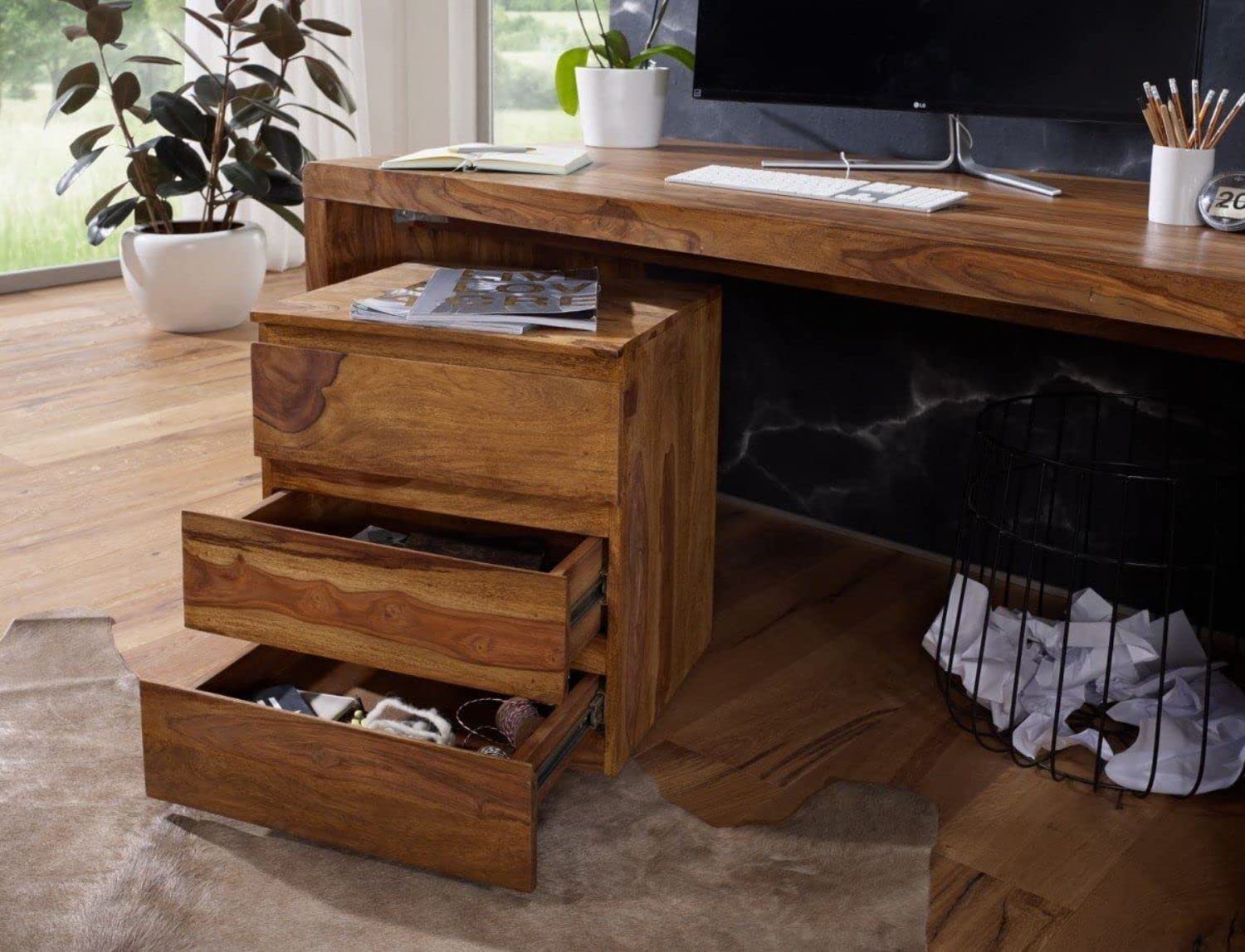 Sheesham Wood Writing Study Table with Drawer Storage for Students Laptop Desk Wooden Furniture Office Desk for Study Room Home Office