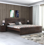 Double Bed Cot Palang With Headboard Queen Size - Walnut Finish (WS)