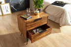 Sheesham Wood Bedside Table with 2 Drawers Storage Wooden Sofa Side Table Night Stand End Table Furniture for Bedroom Living Room Home Office
