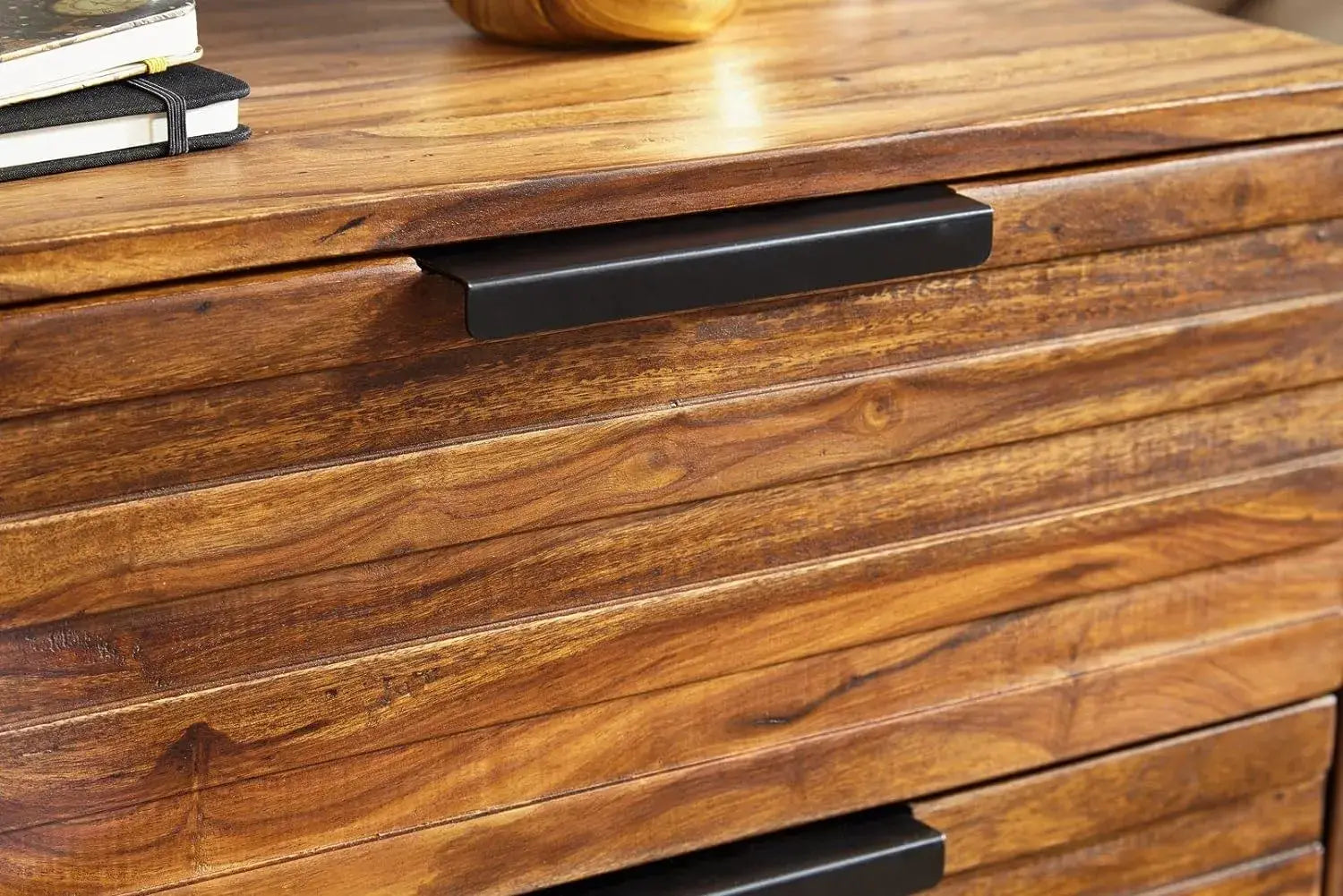 Bedside Table with 2 Drawer Storage | Honey Finish