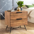 Sheesham Wood Bedside Table with 2 Drawers Storage Wooden Sofa Side Table Night Stand End Table Furniture for Bedroom Living Room Home Office