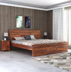 Double Bed Cot Palang With Headboard King Size - Honey Finish (WS)