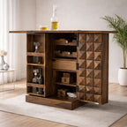 Bar Cabinet For Wine Bottle And Display Unit - Natural Finish