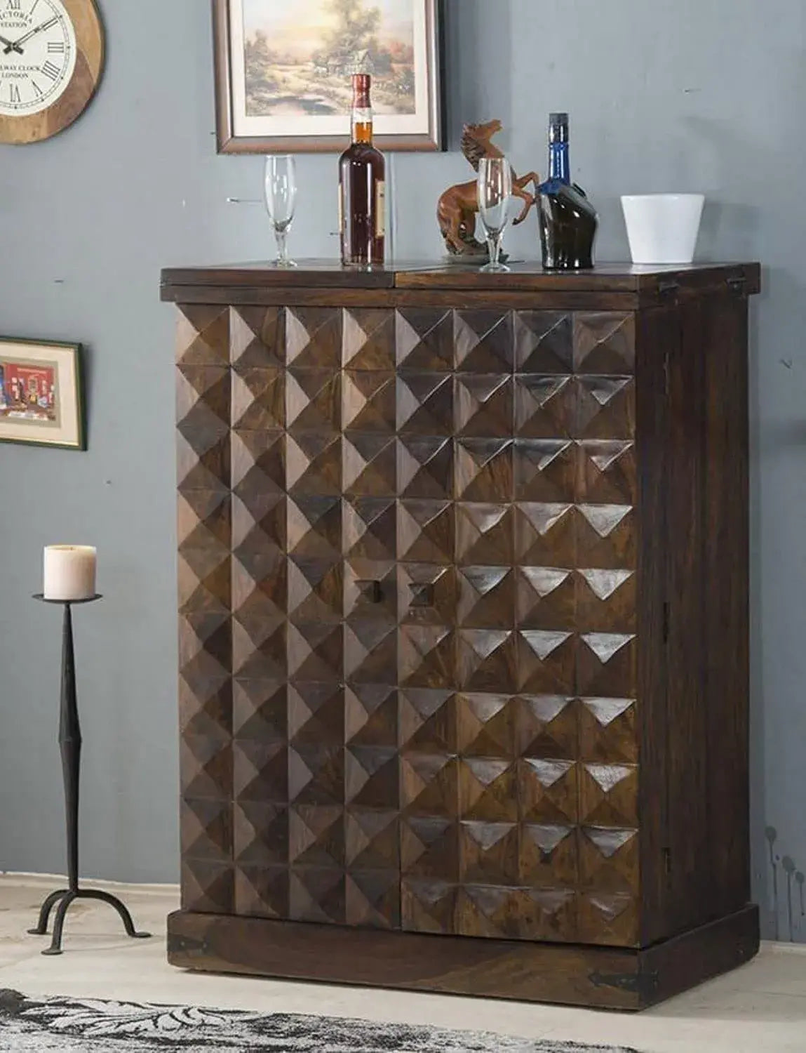 Bar Cabinet For Wine Bottle And Display Unit