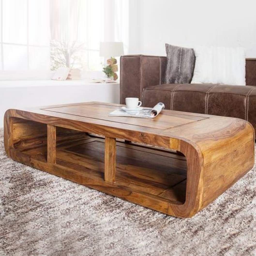 Coffee Table With Shelf Storage | Honey_Finish